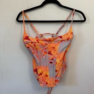 Miaou Floral Corset Lace up Top Small